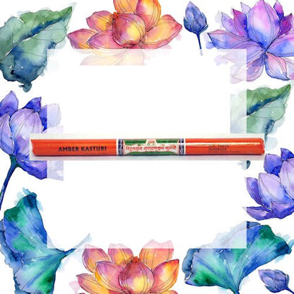 Amber Kasturi Incense Sticks - Spicy amber sandalwood aroma, also see green rose incense for another unique treat image 0