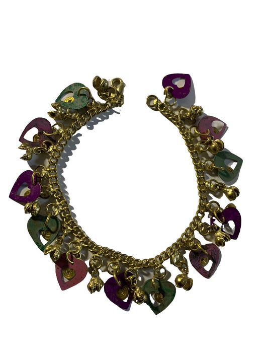 Heart Anklet Bell Bracelet – Brass Tone