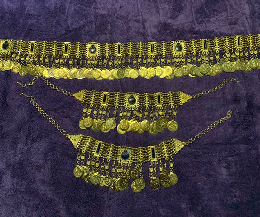 Heavy Coin Belt or Choker – Brass Tone