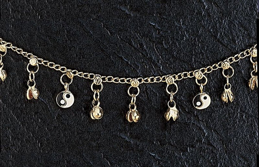 Yin Yang Anklet Bell Bracelet – Silver or Brass Tone