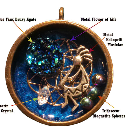 Music of the Spheres Orgone Pendant - magnetite and double terminated quartz crystal activation