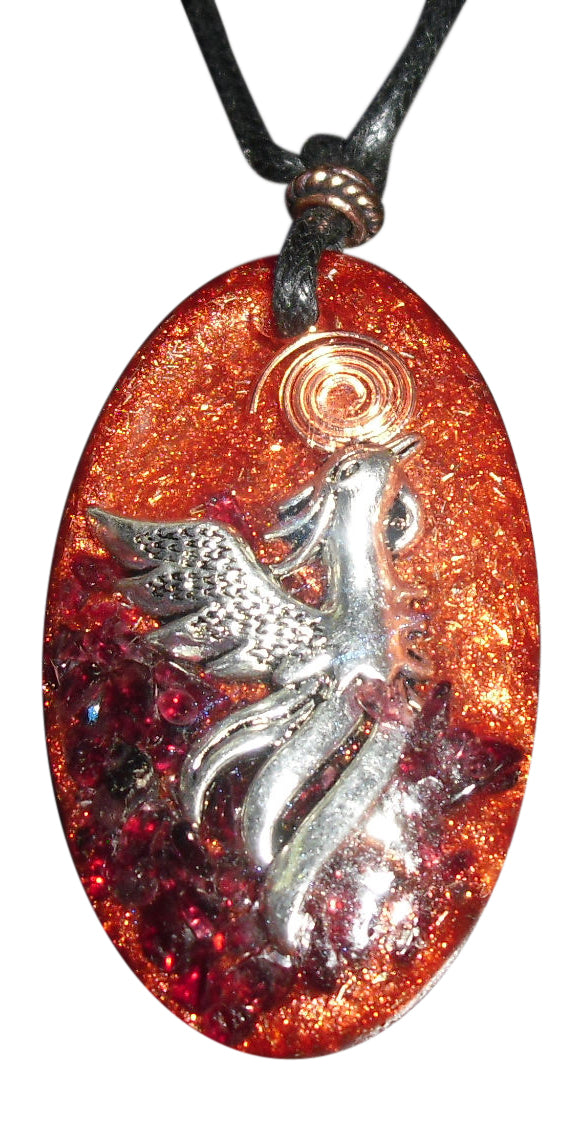 Phoenix Rising Orgone Pendant - bird of new beginnings
