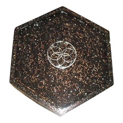 Orgone Water Charging Plate - with Shungite, Copper Shavings, and Quartz Granules | 4 inch diameter