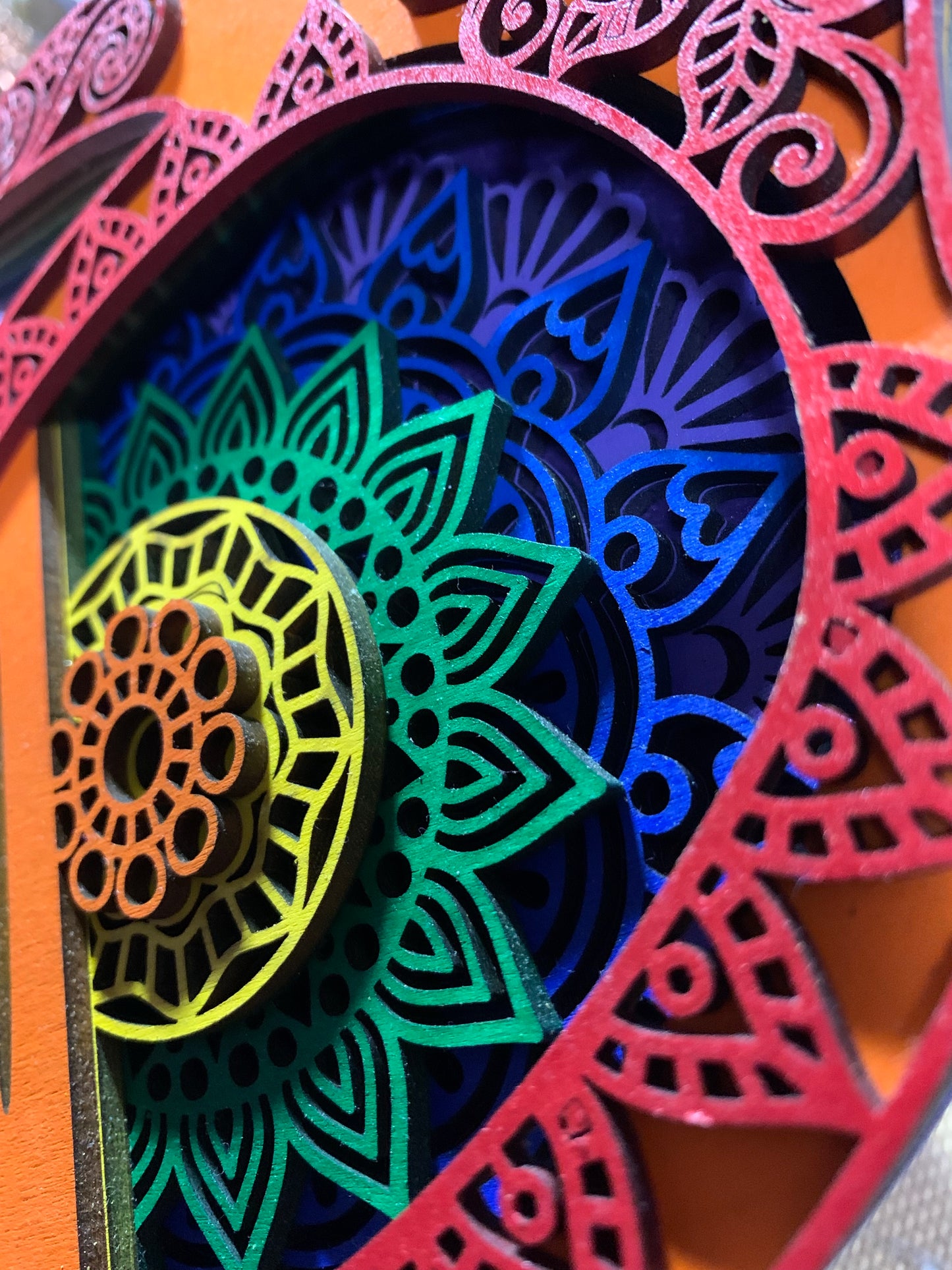 Rainbow Turtle Mandala 3D Wooden Wall Decor