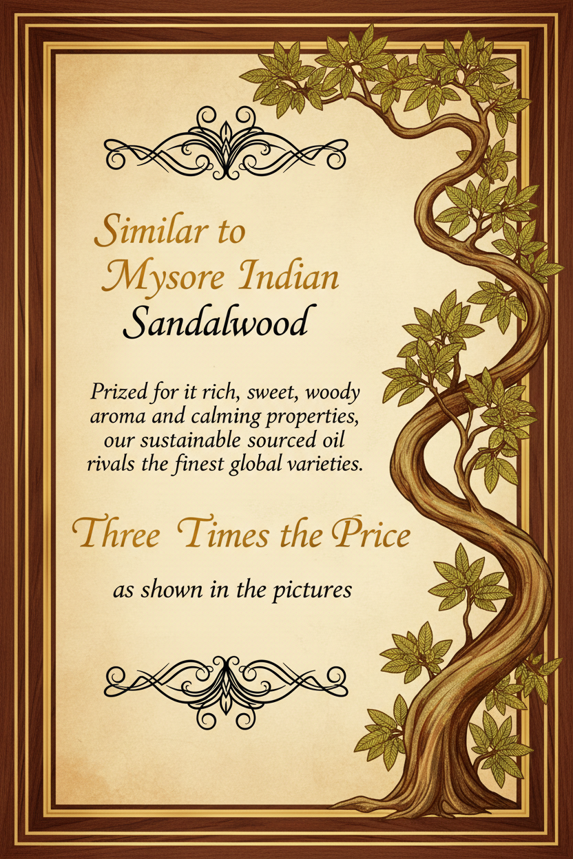 Golden Indian Sandalwood Attar Oil | Uncut, Alcohol-Free Essence