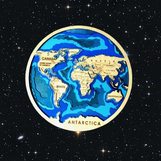 Earth 3D Map Wall Hanging - 14.5 inch plaque
