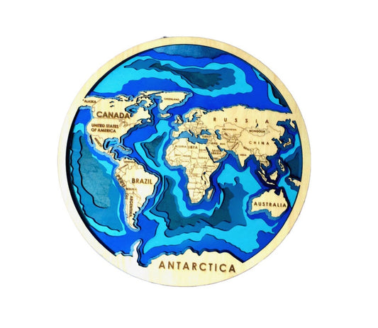 Earth 3D Map Wall Hanging - 14.5 inch plaque