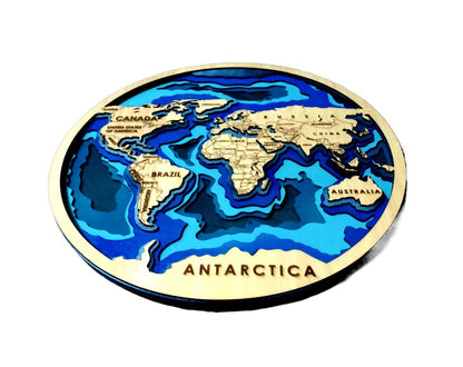 Earth 3D Map Wall Hanging - 14.5 inch plaque
